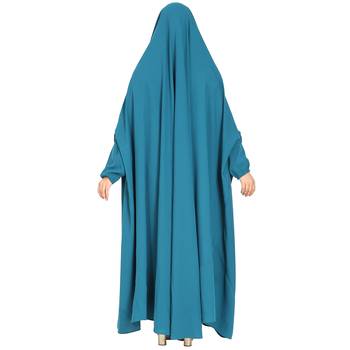 One Piece Jilbab With Adjustable Nose Piece in French Blue Color 5