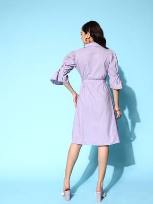Lavender plain cotton long-dresses 3