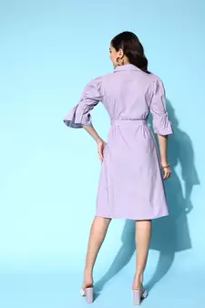 Lavender plain cotton long-dresses