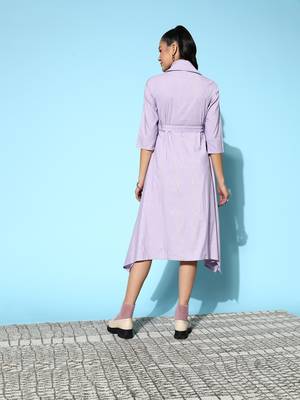 Lavender plain cotton long-dresses 2