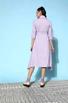 Lavender plain cotton long-dresses