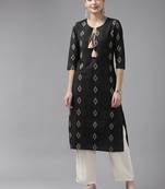 Black woven cotton kurtas-and-kurtis