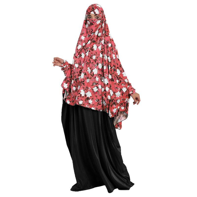 JSDC Soft Viscose Lycra Fabric Floral Printed Women Free Size Instant Hijab Khimar