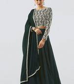 Ethnovogue Ready To Wear Green Georgette Embroidered Boat Neck Lehenga Set