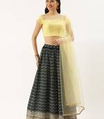 Ethnovogue Ready To Wear Dark Green Georgette Embroidered Lehenga Set