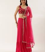 Ethnovogue Ready To Wear Pink Georgette N Chinon Lehenga Set