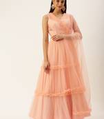 Ethnovogue Ready To Wear Baby Pink Organza Embroidered Lehenga Set