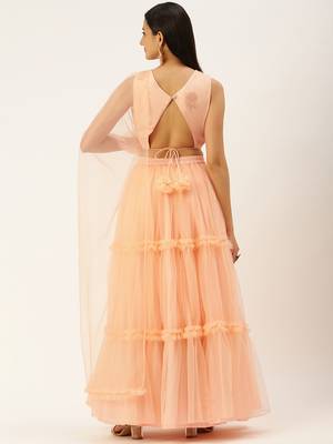 Ethnovogue Ready To Wear Baby Pink Organza Embroidered Lehenga Set 2