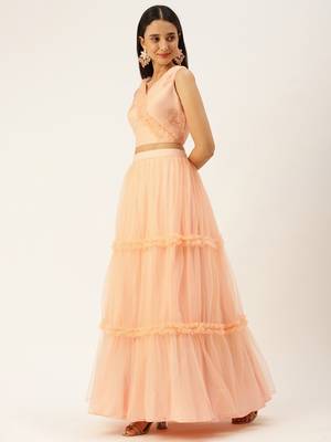 Ethnovogue Ready To Wear Baby Pink Organza Embroidered Lehenga Set 3