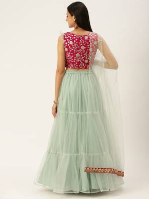 Ethnovogue Ready To Wear Pink Chinon Embroidered Lehenga Set 2