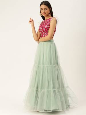 Ethnovogue Ready To Wear Pink Chinon Embroidered Lehenga Set 3