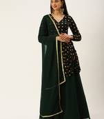 Ethnovogue Ready To Wear Green Embroidered Georgette Lehenga Set
