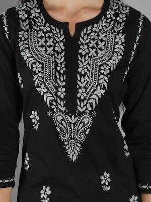 Black embroidered cotton cotton-kurtis 4