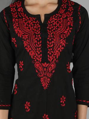 Black embroidered cotton cotton-kurtis 4