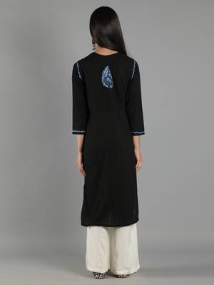 Black embroidered cotton cotton-kurtis 2