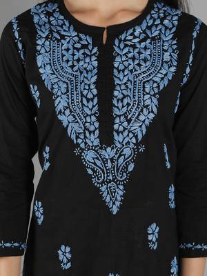 Black embroidered cotton cotton-kurtis 4