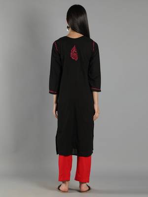 Black embroidered cotton cotton-kurtis 2