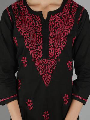 Black embroidered cotton cotton-kurtis 4