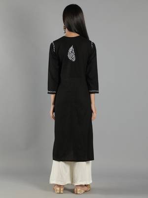 Black embroidered cotton cotton-kurtis 2