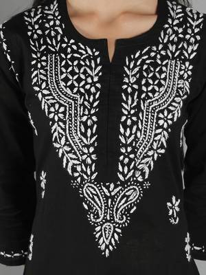 Black embroidered cotton cotton-kurtis 4