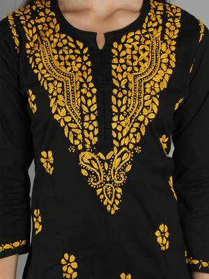 Black embroidered cotton cotton-kurtis 4