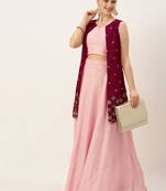 Ethnovogue Ready To Wear Pink Embroidered Indowestern Set