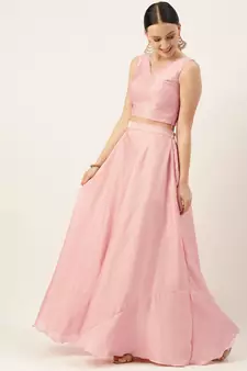 Ethnovogue Ready To Wear Pink Embroidered Indowestern Set
