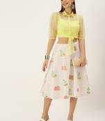 Ethnovogue Ready To Wear Floral Organza Skirt Blouse With Jacket Set