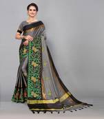 Pisara Grey Cotton Silk Thread Embroidery Saree