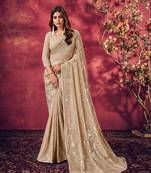 Ivory woven georgette saree with blouse