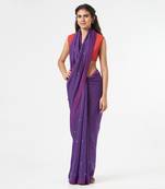 Purple Saree With Crystal Drops & Peticot