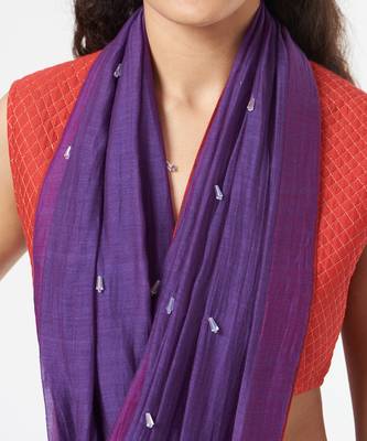 Purple Saree With Crystal Drops & Peticot 2