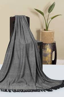 Mezposh Acoustic Black & White Chevron Pattern Cotton Sofa Throw (140 x 180 cm)