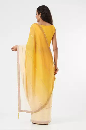 Yellow Ombre Saree & Peticot