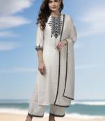Indian Attire In Off White Colour Embroidery Suit