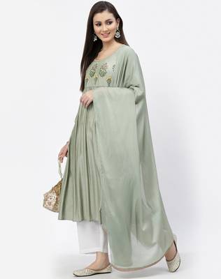 Light-green thread embroidery chanderi silk salwar 3