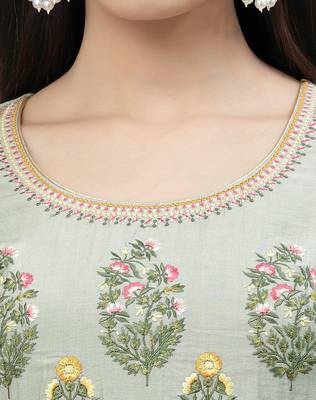 Light-green thread embroidery chanderi silk salwar 4