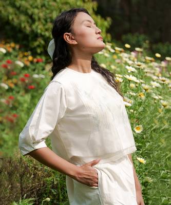 Eleanor Sheer Box Pleat Top 1