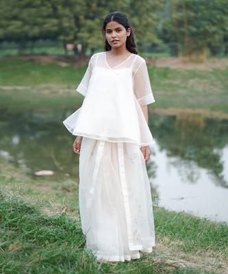 Georgiana Sheer Angrakha Top & Handpainted Slip 1