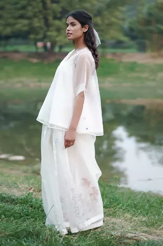 Georgiana Sheer Angrakha Top & Handpainted Slip