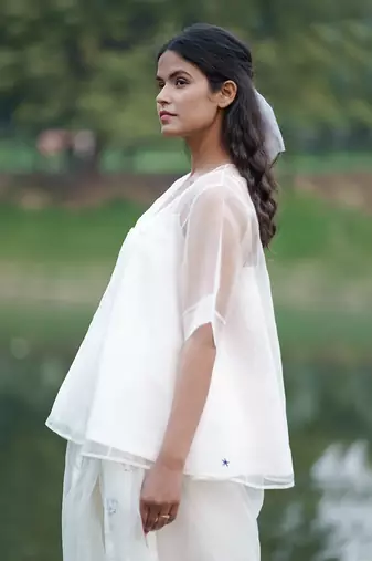 Georgiana Sheer Angrakha Top & Handpainted Slip