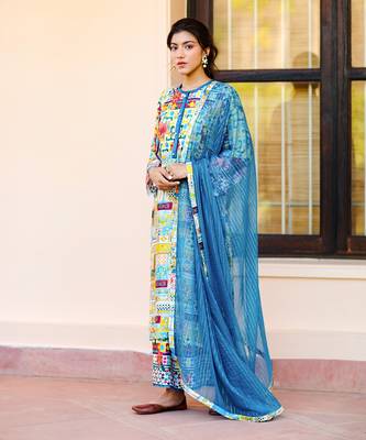 Multicolor Abstract print Sation kurta  2