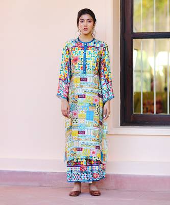Multicolor Abstract print Sation kurta  1