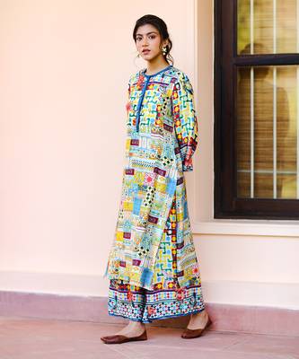 Multicolor Abstract print Sation kurta  6