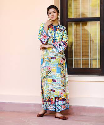 Multicolor Abstract print Sation kurta  7