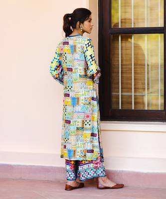 Multicolor Abstract print Sation kurta  8