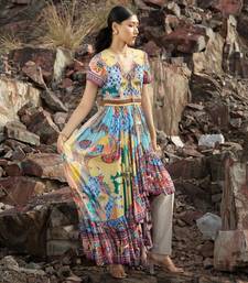 Paisley Sketch Maxi Dresswith Front Slit