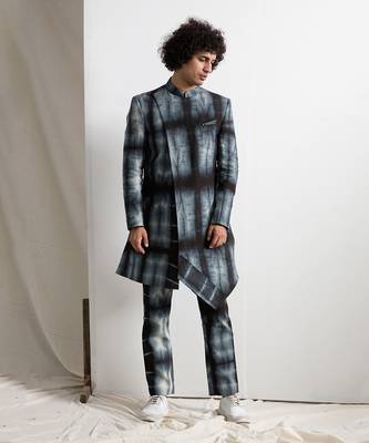 Black And Grey Roden Achkan Set 1
