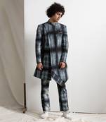 Black And Grey Roden Achkan Set