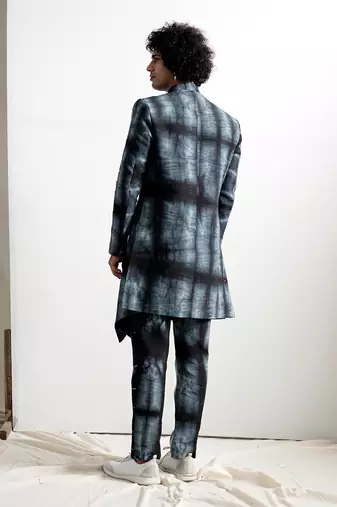 Black And Grey Roden Achkan Set